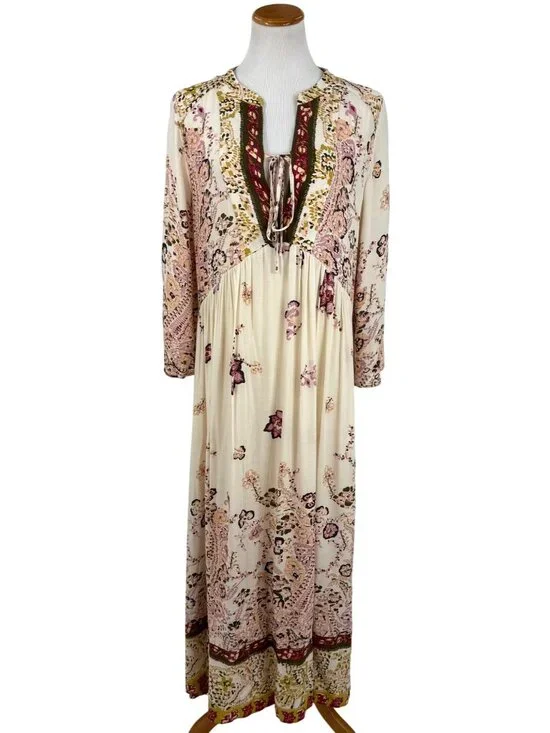 NWT Free People Floral Flowy Maxi Dress | Boho Coastal Cowgirl Tumblr Whimsigoth - Picture 2 of 16